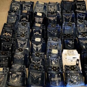 Rock Revival Miss Me Women’s Jeans Size 27 Bootcut Skinny Capri Crop Embellished